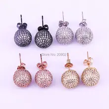 5 пар 8 мм/10 мм смешанный цвет микро проложить кубический цирконий круглый шар серьги гвоздики модные ювелирные изделия для леди cz простые серьги