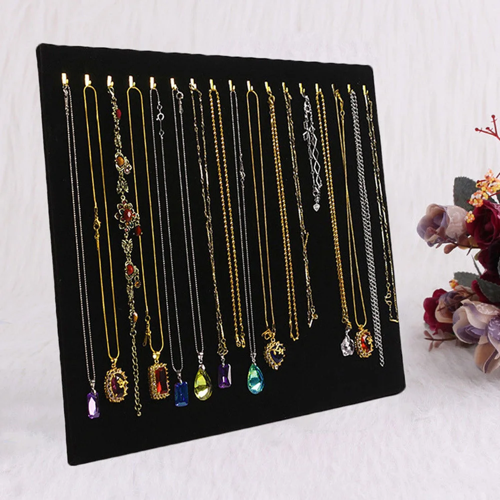 

Women Board Rack Storage Pendant Velvet Necklace Display Stand Jewelry 17 Hooks For Necklace Bracelet Earrings