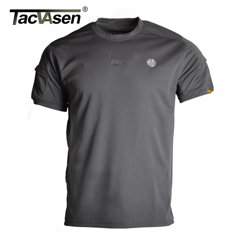 

TACVASEN T Shirts Men Summer Short Sleeve Quick Dry Tactical T-shirts Solid O-Neck Military Army Combat T-shirt Airsoft Top Tees