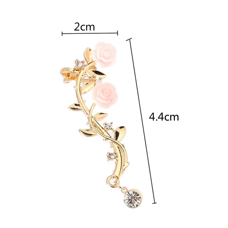 Pink Boho Tree Branch Stud Earrings Unique Women Rhinestone Left Crystal Seaside 1Pair Golden Silver Girls Elegant Flower Shape