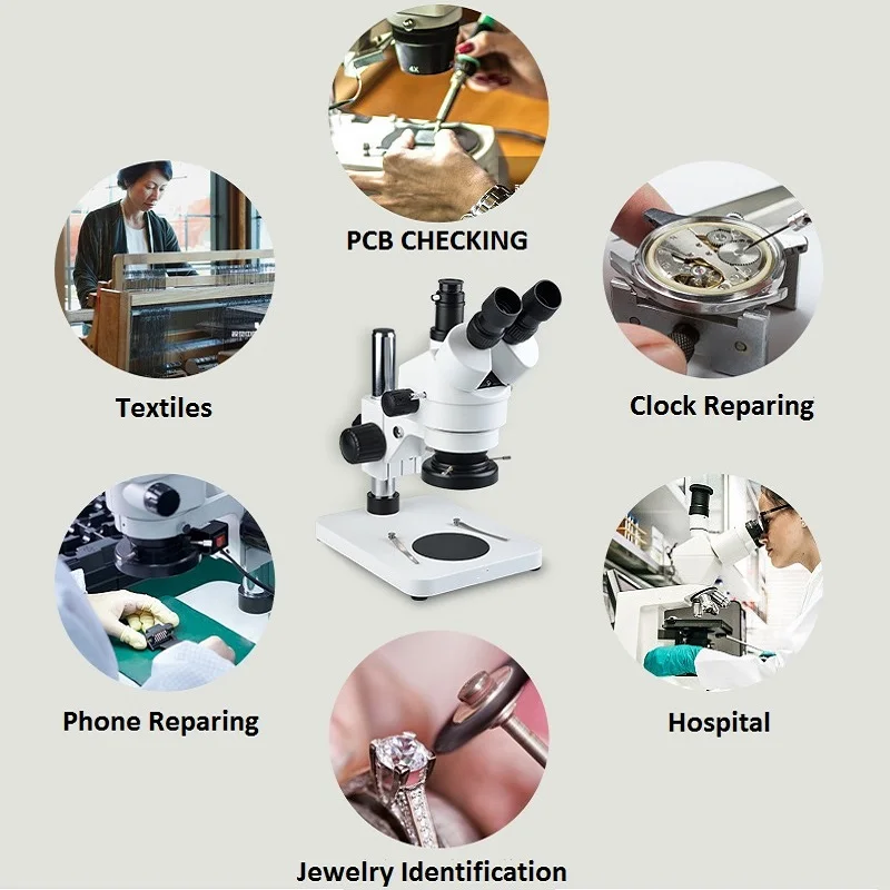 7X-45X Zoom Stereo Microscope 360 Degree Rotatable Trinocular Head for PCB Inspection Mobile Phone Repairing Simul-focal or Not