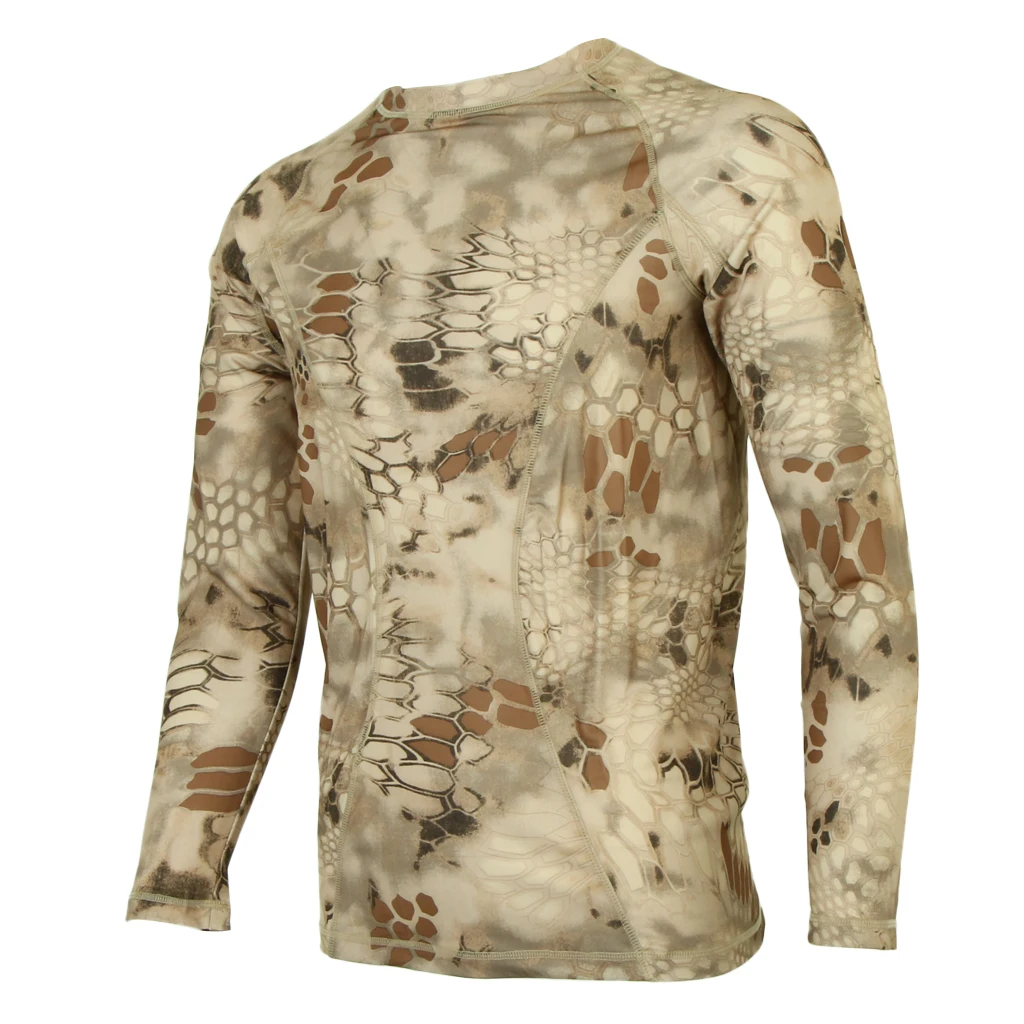 Мужская камуфляжная быстросохнущая дышащая футболка с длинным рукавом для охоты, рыбалки, спортивной одежды