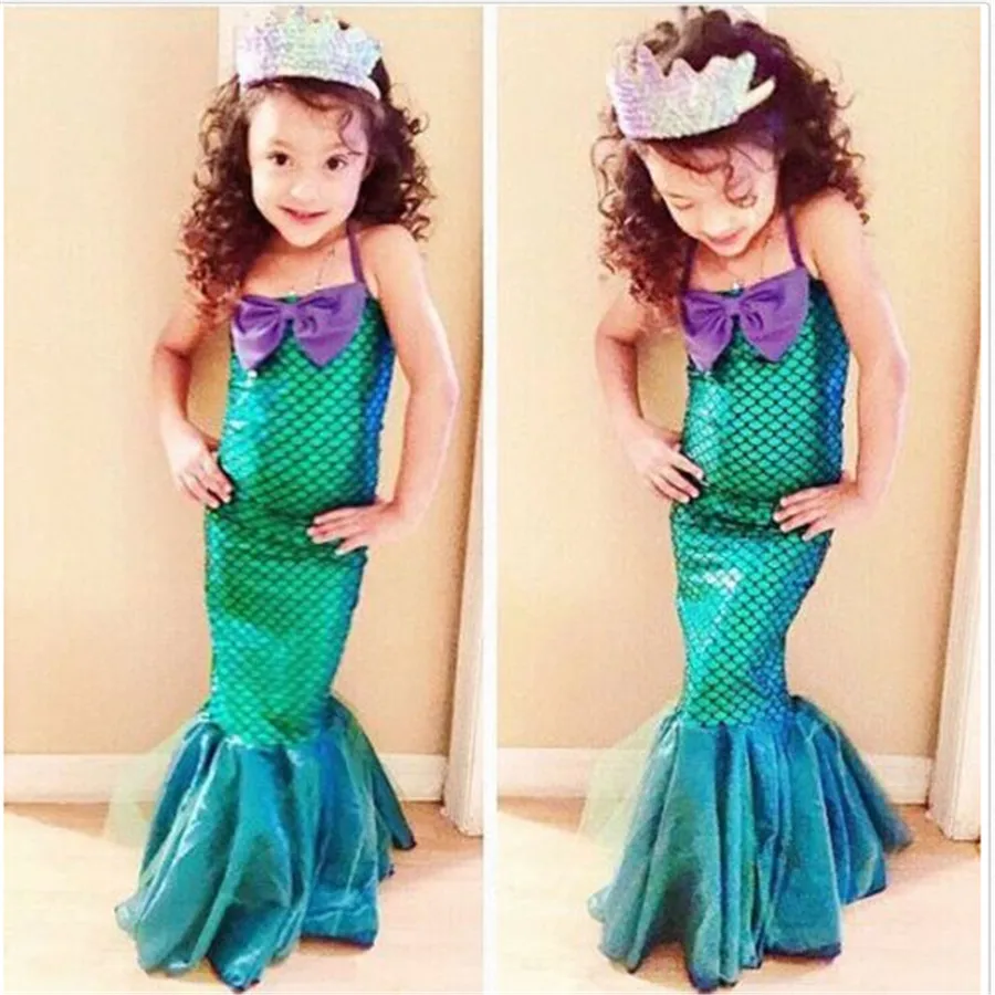 

Fancy 2019 Pudcoco New Brand Novelty Ariel Mermaid Cartoon Set Girl Princess Dress Party Cosplay Costume Outfits for Kids 3-12Y