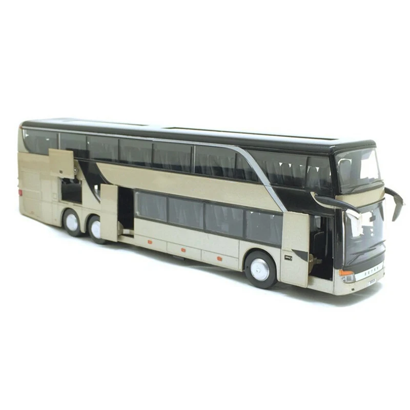 

1:32 Simulated Alloy Double Decker Bus Pull Back Car Model Toy with Sound Light Children Miniature Bus Kids Toys Christmas Gift