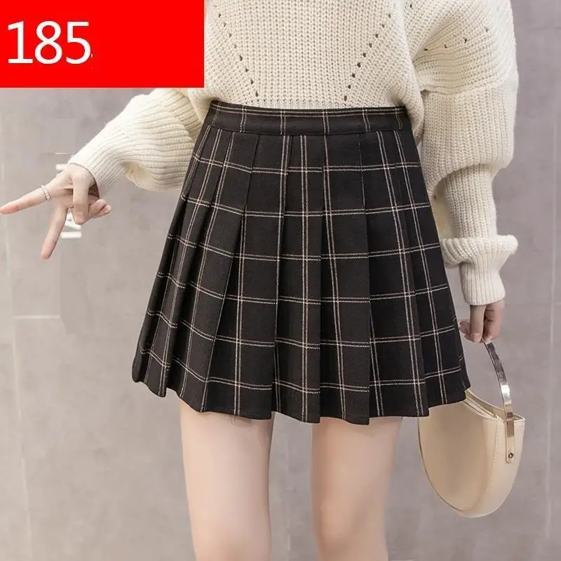 Линия Высокая талия плед plissada feminina ropa de mujer одежда осень hiver invierno женские