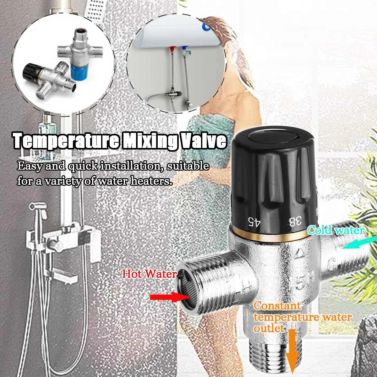 

Xueqin DN15 Mixing Valve Bathroom Faucet Temperature Mixer Control Valve Home Improvement