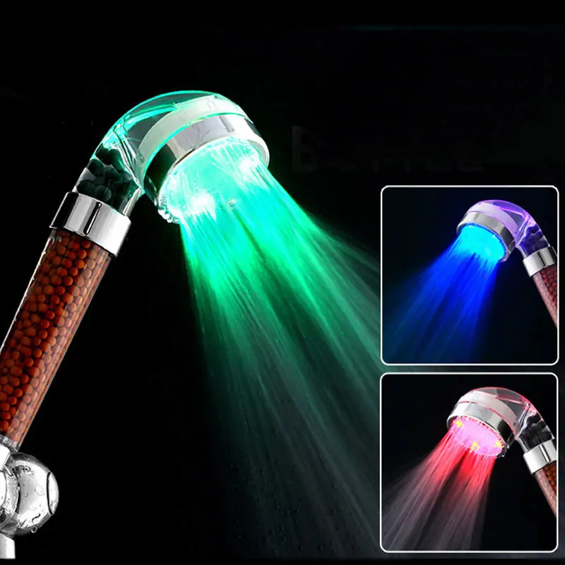 

LED Anion Shower SPA Shower Head Pressurized Water - Saving Temperature Control Colorful Handheld Big Rain Shower