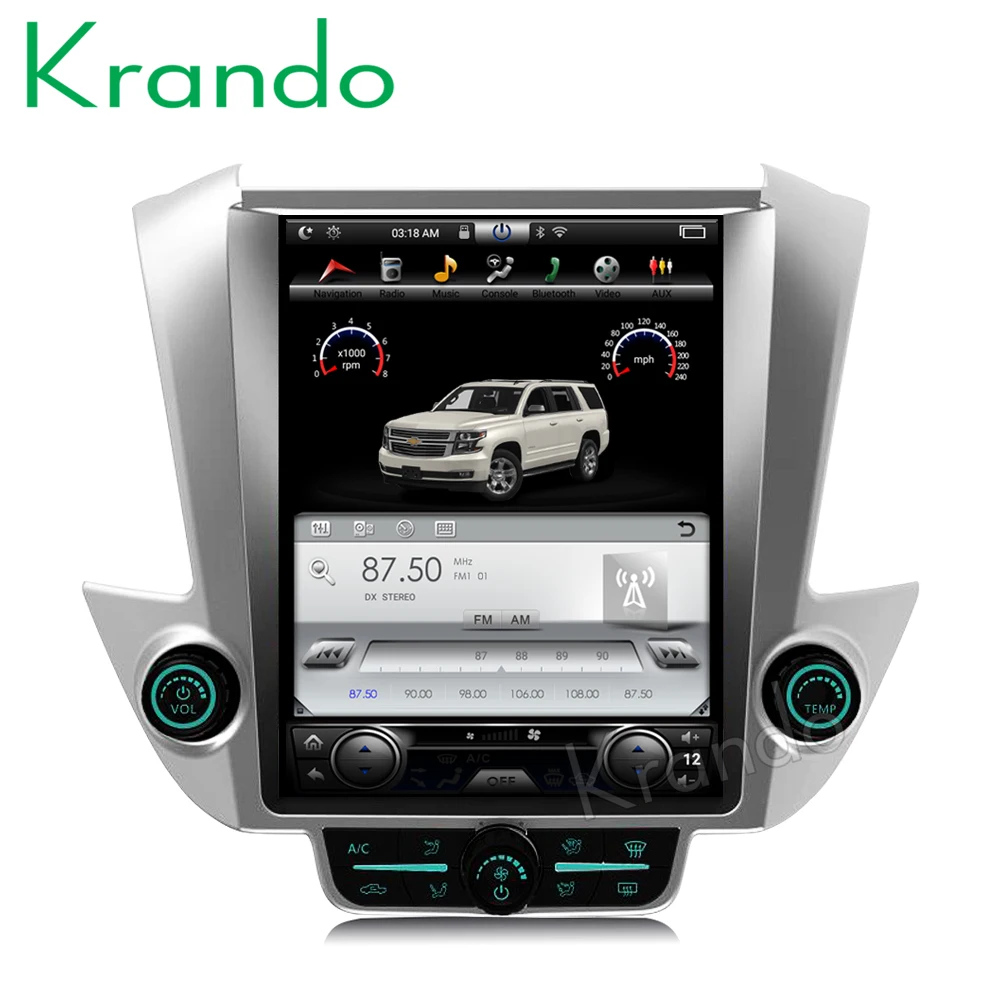 Best Krando Android 8.1 12.1" Tesla style Vertical car GPS For GMC Yukon / Chevrolet Tahoe Suburban 2015+  navigation system radio BT 4
