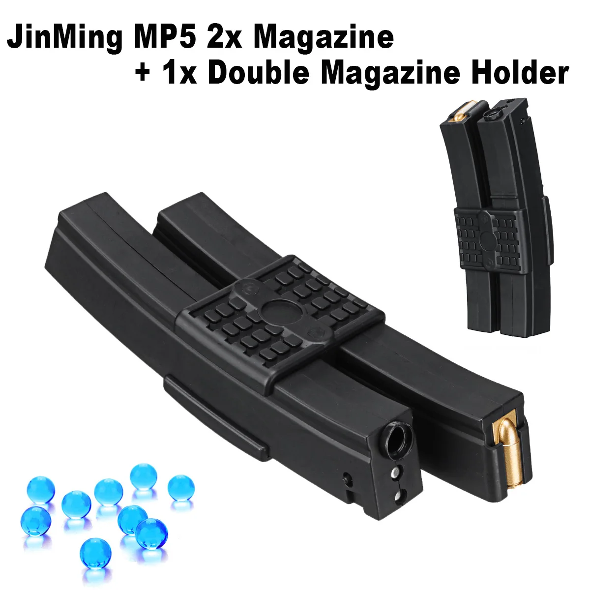 

2pcs Magazine + Double Magazine Connector Holder for JinMing MP5 Gel Ball Blasting Toys Upgrade Parts
