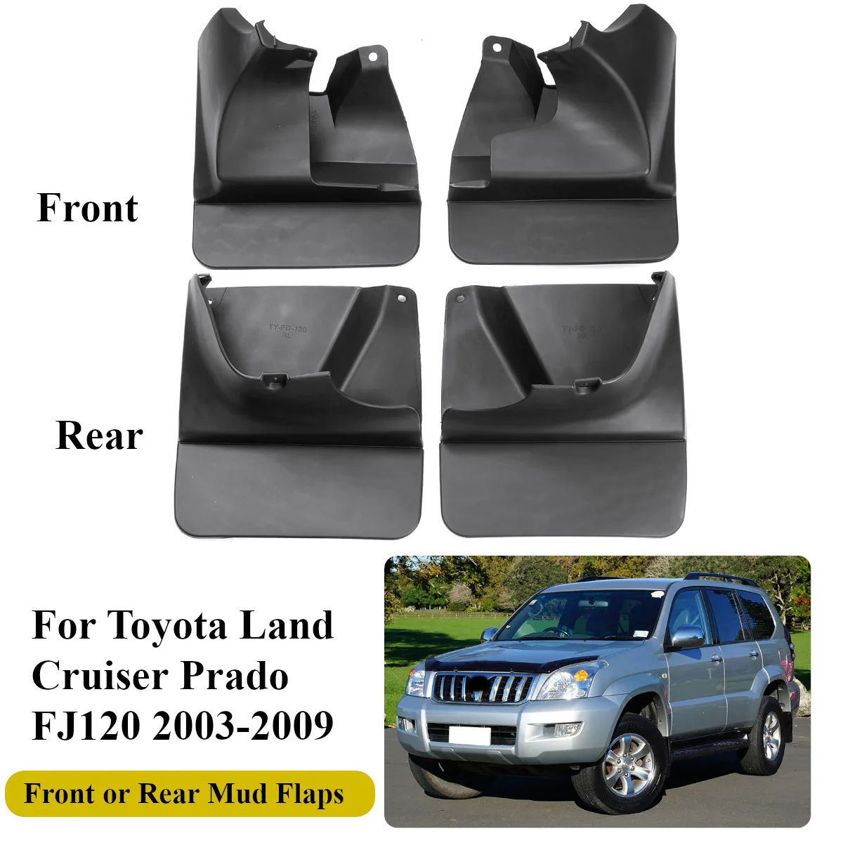 Брызговики для Toyota Land Cruiser Prado FJ120 2003 2004 2005 2006 2007 2008 2009|Грязезащита| |