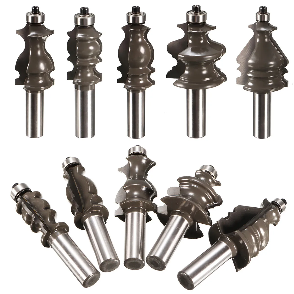 

5Pcs Multi Size 1/2'' Shank Wood Casing & Base Molding CNC Router Bit Set Tool Woodworking Tool