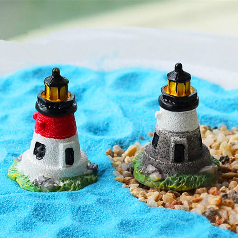 

Sale Lighthouse 2colors fairy garden miniatures gnomes moss terrarium resin crafts figurines for home decoration accessories