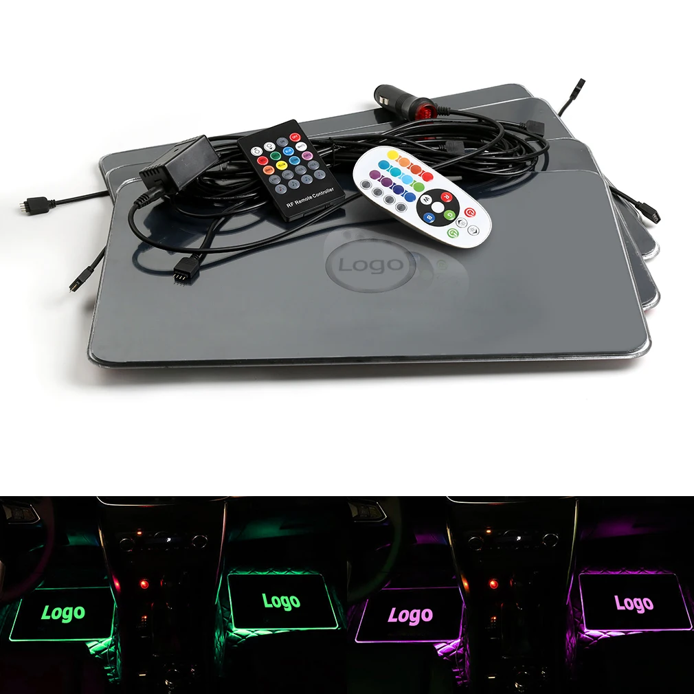 

4pcs Car Interior Atmosphere Lamp Floor Mats LED Car Embient Light Under Sound control Colorful flashing Light RGB With Remote