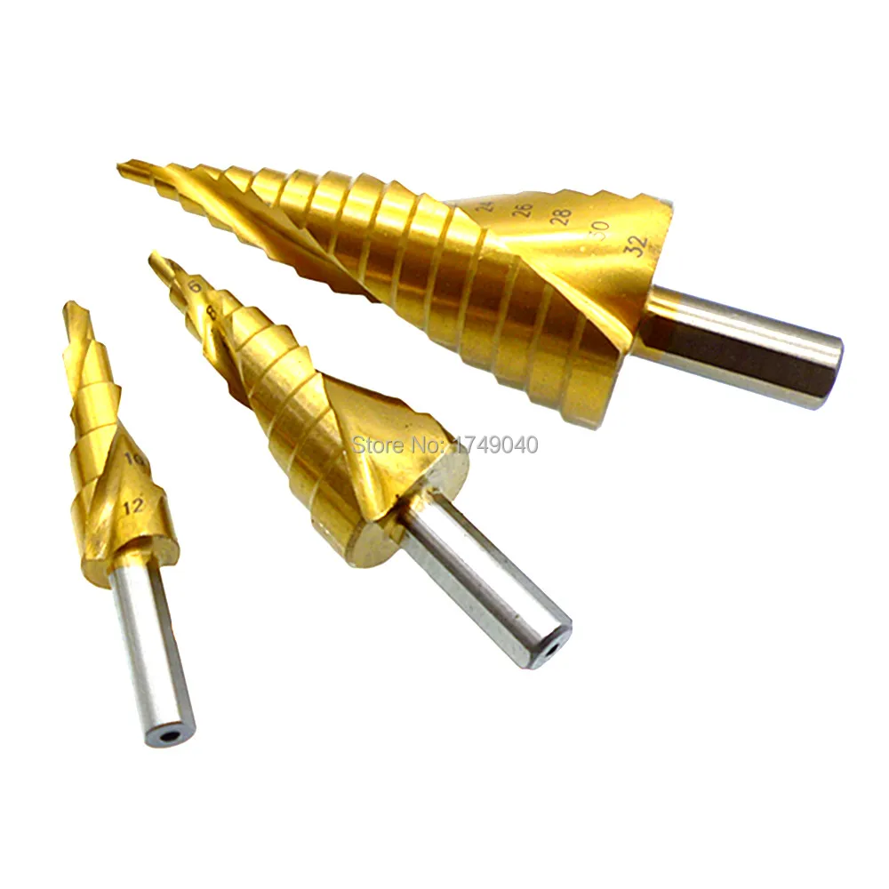 

3pc Triangle Shank Metal Drilling Step Drill Bit Set HSS Titanium Core Drill Bits Reamer Hole Cutter Tools 4mm To 12mm/20mm/32mm