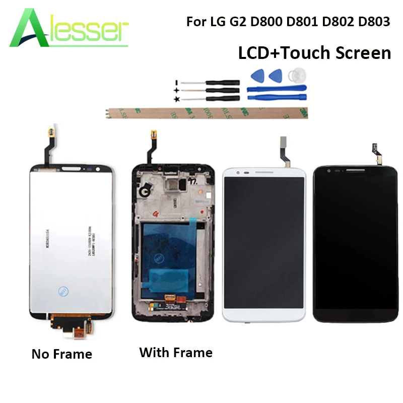

Alesser For LG G2 D800 D801 D802 D803 LCD Display And Touch Screen +Frame Screen Digitizer +Tools For D802TA VS980 LS980 LCD