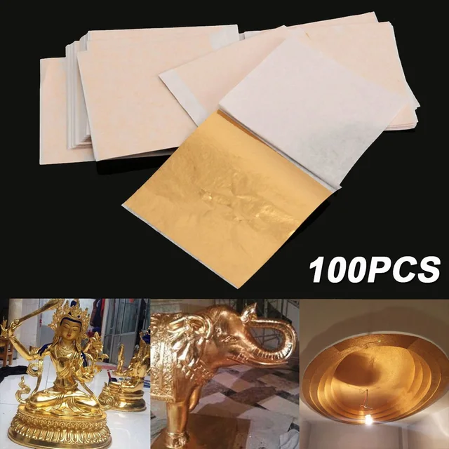 100 Sheets/Set Gold Foil Leaf Aluminum Leaf Gilding Handicrafts