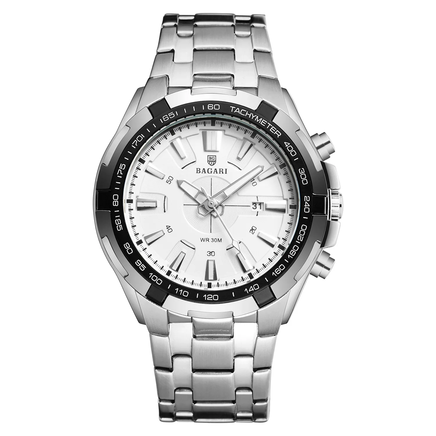 

BAGARI Men'S Belt Sports Waterproof Date Quartz Men'S Luminous Chronograph Business Watch