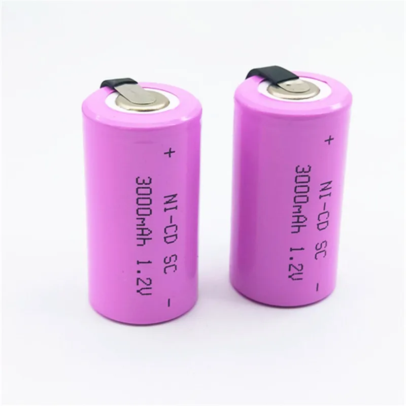 

2pcs High quality battery rechargeable battery sub battery SC battery 1.2 v with tab 3000 mah for electrical tools