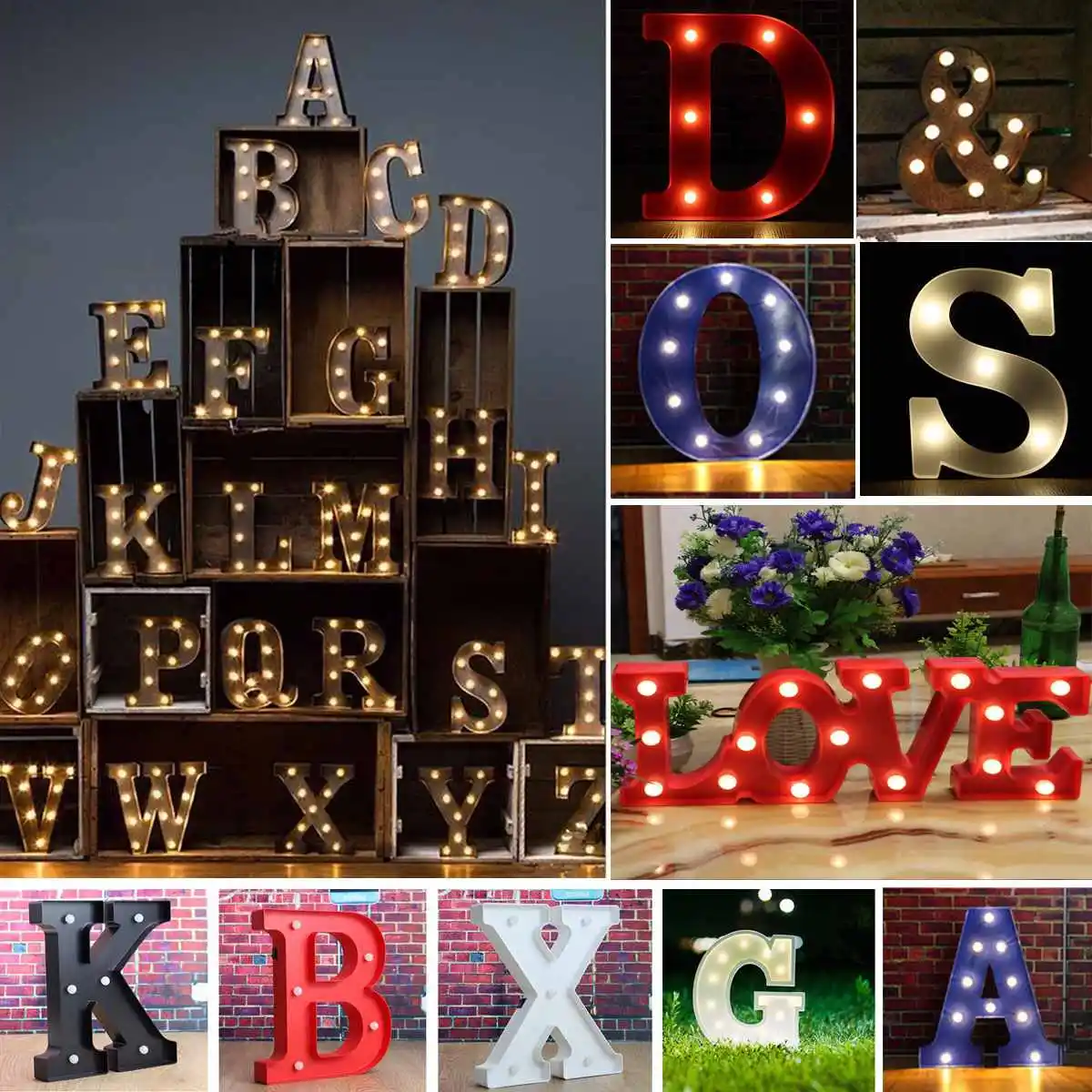 

12'' Alphabet Letter Lights Led Light Up Metal Letters Standing/ Hanging