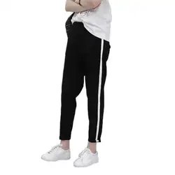 Модные белые полосатые боковые черные спортивные брюки женские тонкие свободные тонкие мягкие брюки с эластичной резинкой на талии