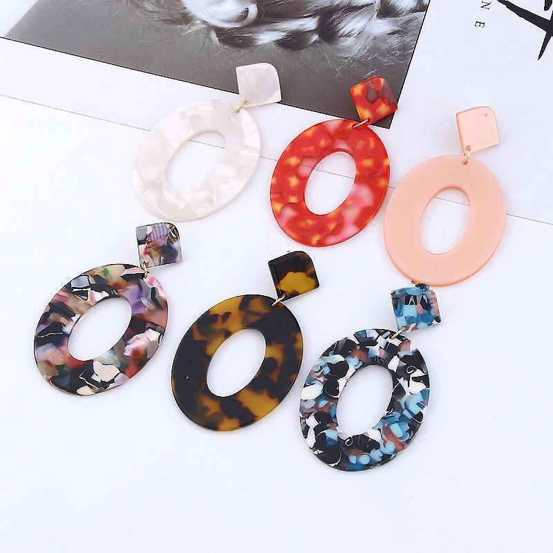 Earrings Pendant Resin Oval New Acrylic 2019 Geometric Round Tortoise Earrings