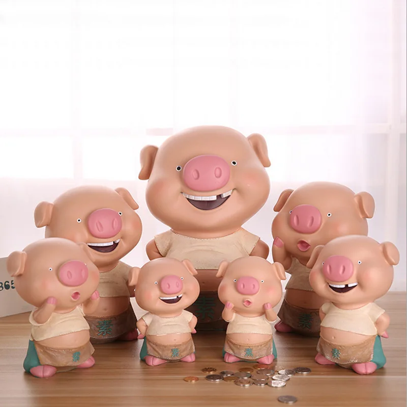 

Xl 33cmx23cm Meng Piggy Piggy Bank Home Ornaments Crafts Birthday Gift Resin Piggy Bank Money Pot Furnishings