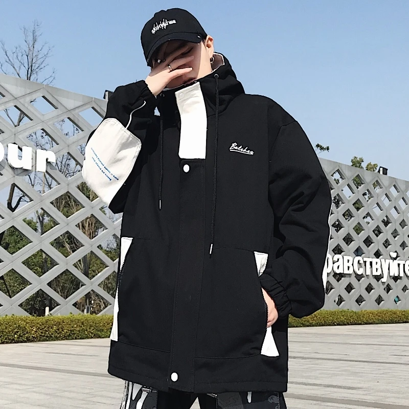

Jacket 2019 Spring New Pattern Work Clothes Male Teenagers Even Cap Tide Loose Coat windbreaker hip hop Yellow Free shipping