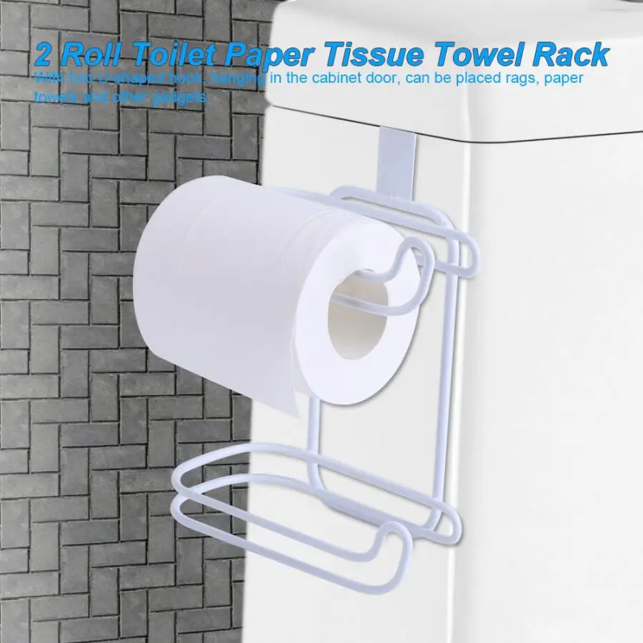 

2 Roll Toilet Roll Paper Tissue Holder Door Back Holder Hanging Hook Multifunction Kitchen Bathroom Toilet Towel Paper Hangers