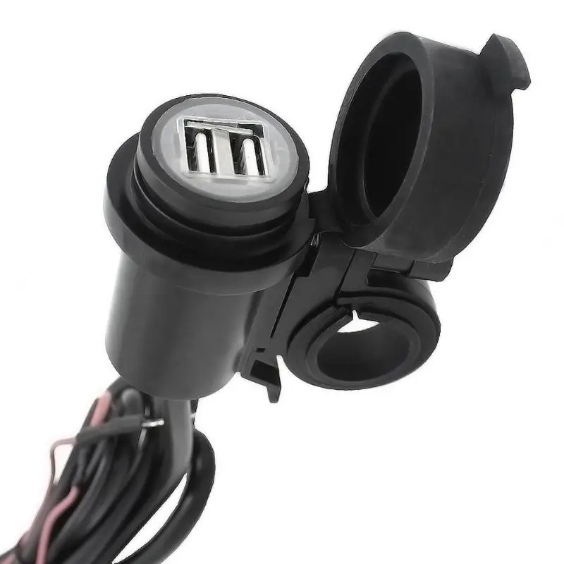 12V мотоцикл двойной USB зарядное устройство Круглый LED Зарядка разъем питания