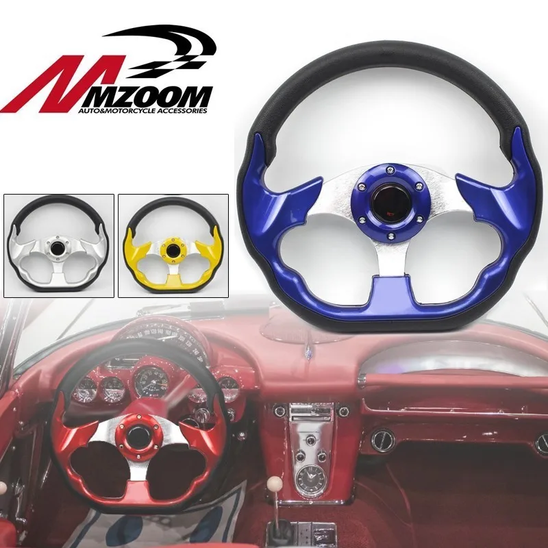 

Universal 320mm High quality PVC Leather Steering Wheels Racing Sports Auto Car Steering Wheel with Horn Button 12.5 inches