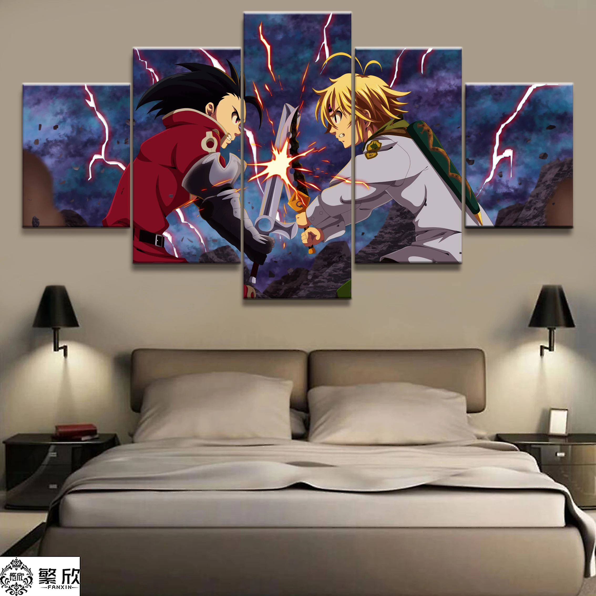 

Home Decor Modular Canvas Picture 5 Piece The Seven Deadly Sins Melioda Animation Painting Poster Wall For Home Canvas Wholesale