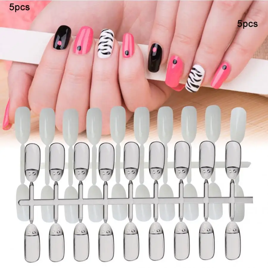 

Nail Polish Holder 5Pcs Nail Tips Polish Gel Color Display Card DIY Practice Nail Art False Tips Chart Palette Nail Polish