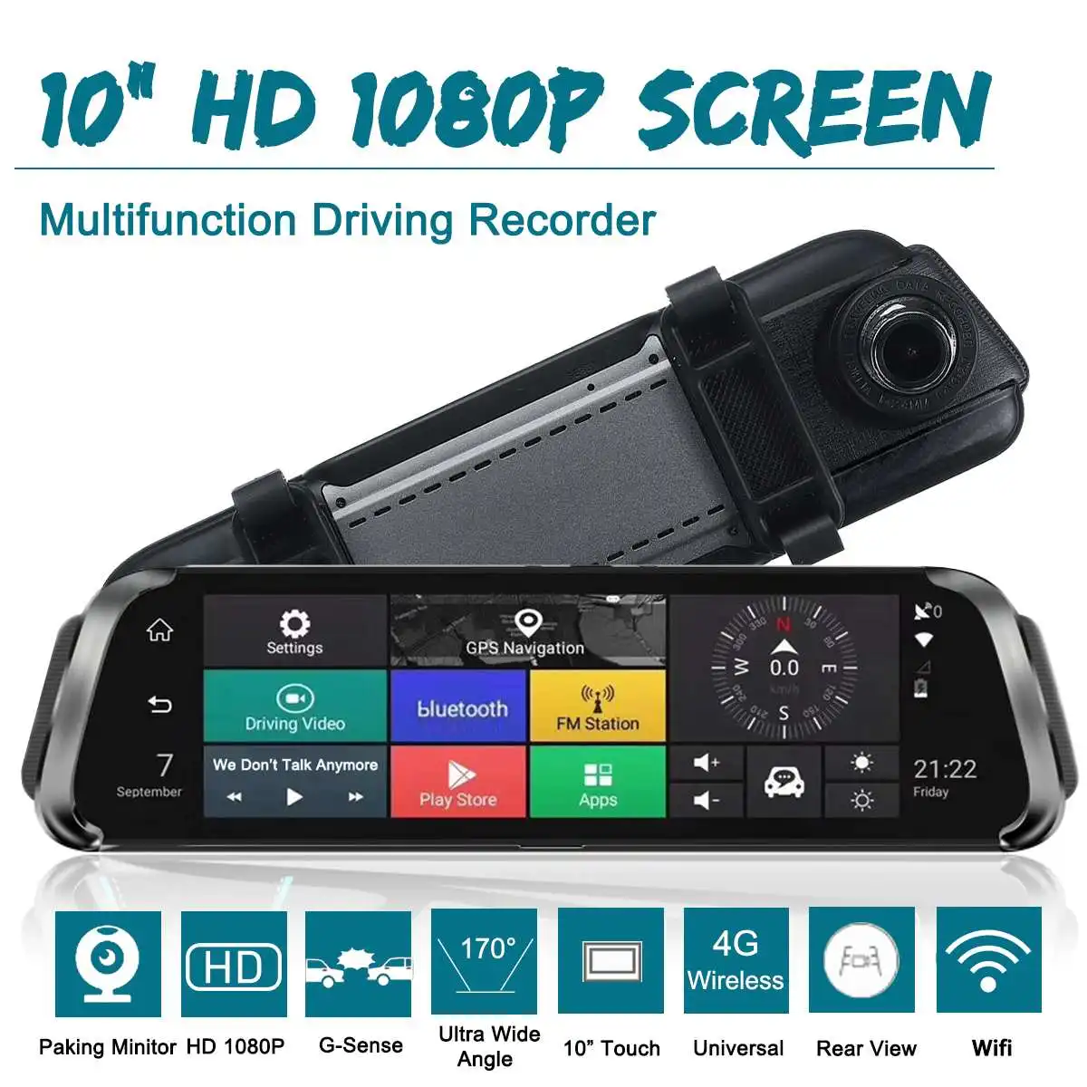 

FHD 1080P 10" Car DVR 4G Android GPS Navigation Camera Rearview Mirror Digital Video Recorder Dual Len Car Video Registrator