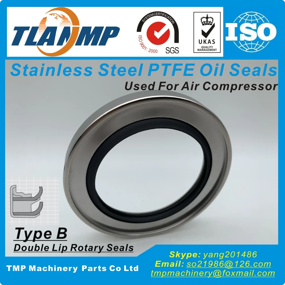 Inner size 75/80/85/90/95/100/105/120/125mm Dual Lip Rotary Seals ,Type B Stainless steel PTFE Oil Seals Used for Air Compressor