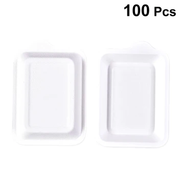 

100pcs Disposable Paper Plates White Rectangle Tray Plate Paper Dish for Snack Dessert Appetizer Fruit