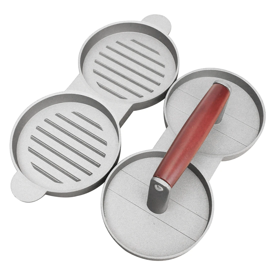 

Red handle double grid Hamburger meat pie Mold press 28.5X12X9.5cm