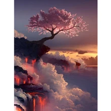 Картина по номерам Безрамная картина масляная краска по номерам Настенный декор Actylic краски по номерам наборы вулкан розовое дерево