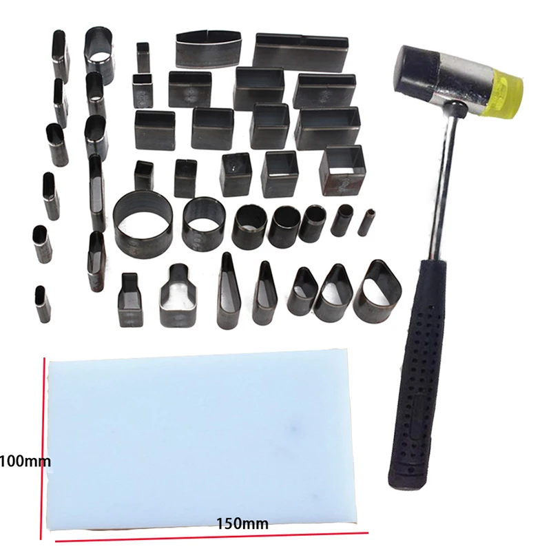 

G1 Leather Craft DIY 39 Shape Style Hole Hollow Cutter Punch +pad +hammer hand tools set for phones Camara