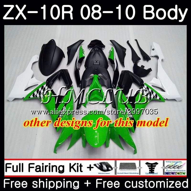 Кузов для KAWASAKI NINJA светло-зеленый ZX10R ZX1000C 2008 2009 2010 63HC. 16 ZX 10R ZX 10 R ZX1000 ZX-10R 08 09 10 обтекатель комплект