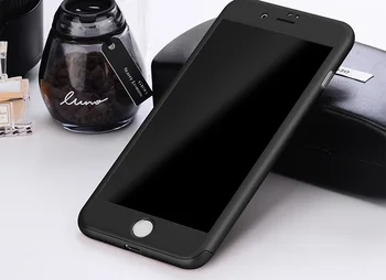 

200pcs 360 Degree Full Body Phone Case for iphone 5 5S 6 6S 7Plus Hybrid Front Back Cover+Tempered Glass Film for iphone 8 X