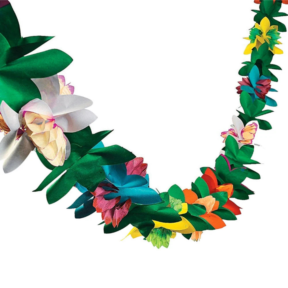 

Tropical Paper Garland For Festival Wedding Multicolor 13ft Hawaii Party Favor Tissue Flower Banner Hawaiian Style Paper Flower