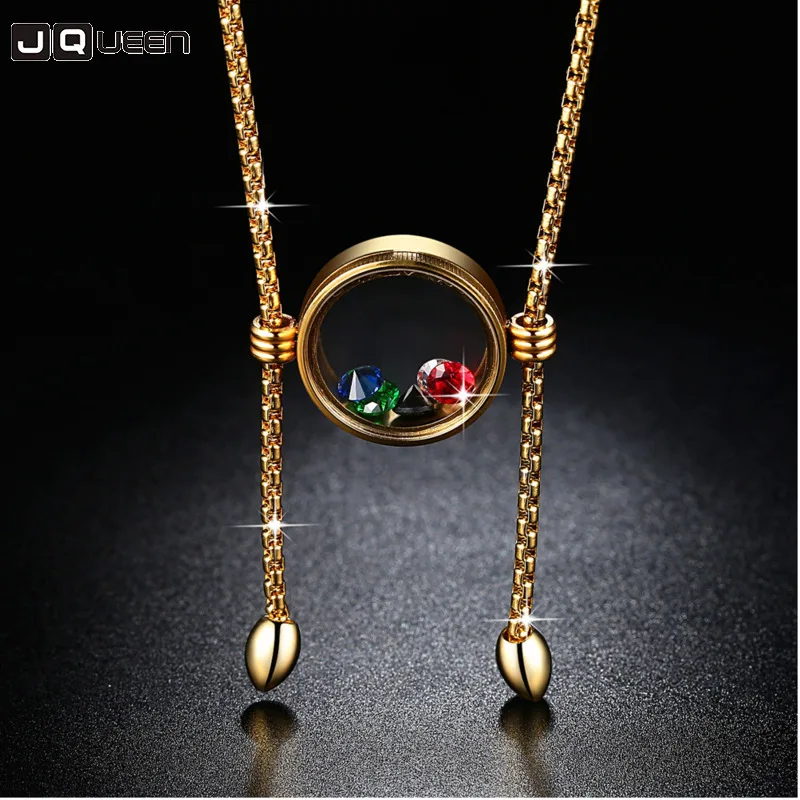 

Adjustable Long Chain Woman Necklace Simple Golden Sweater Necklace Round Glass Bottle Crystal Pendant Necklace Fashion 2019