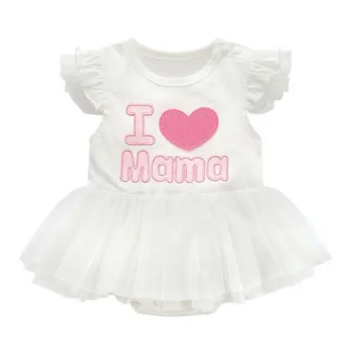 

Girl Clothes Newbron Baby Girl Father's/Mother's Day Lace Short Sleeve Romper Dress Sunsuit Clothes