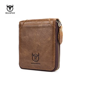 

BULL CAPTAIN Cow Leather Men Wallet Fashion Coin Pocket Brand Trifold Multifunction Men Purse High Quality Male Card ID Holder