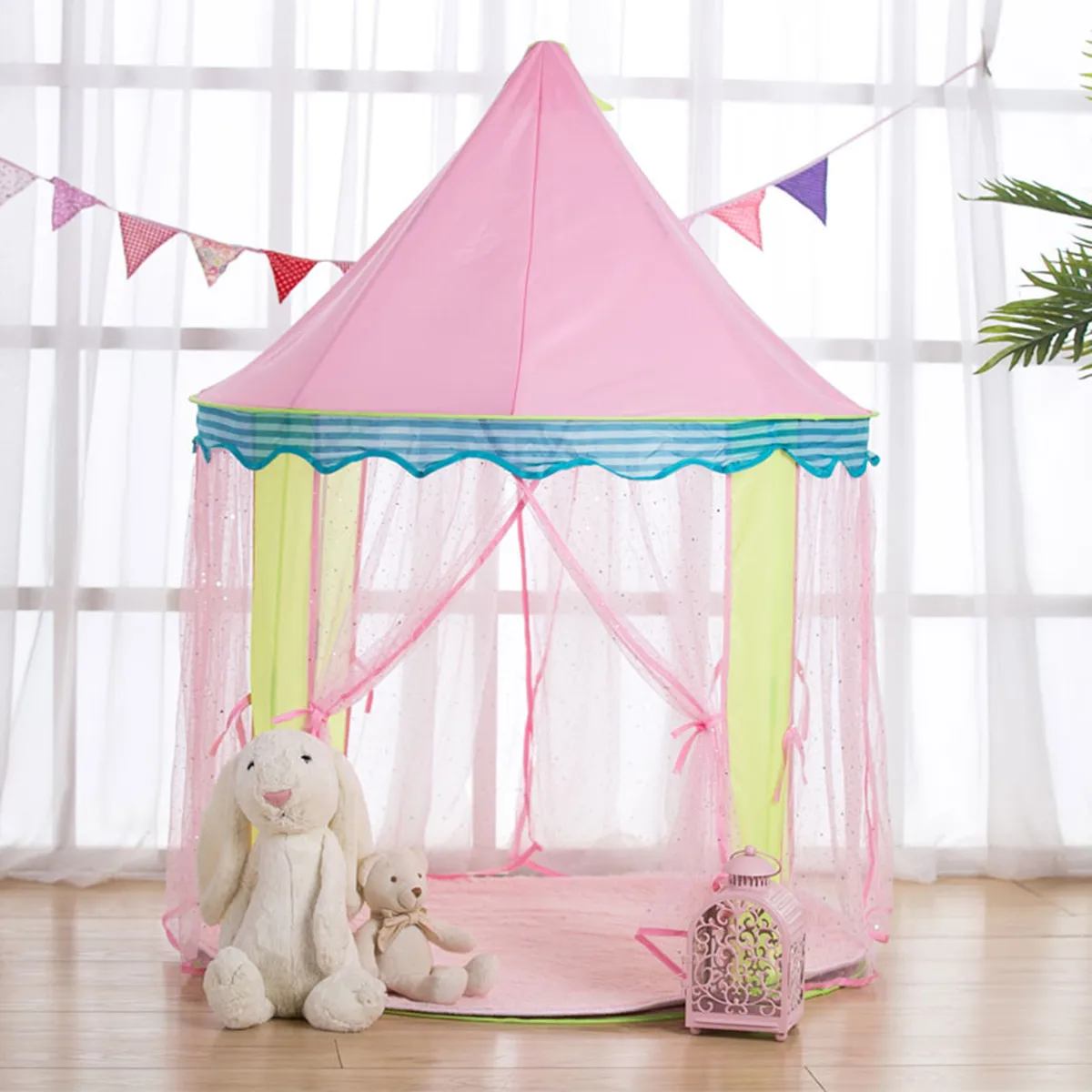 Portable Children's Tent Toy Ball Pool Princess Girl's Castle Play House Kids Pink Small House Folding Playtent Baby Beach Tent