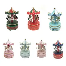 Merry-go-round музыкальные шкатулки геометрический музыка украшение детской комнаты подарки унисекс деревянный Рождественский конь карусель коробка для домашнего декора 1 шт