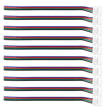 

10PCS PVC 10mm 4-Pin Wire Connector with Cable Free Soldering Single Head Cable for SMD LED 5050 RGB Light Strip