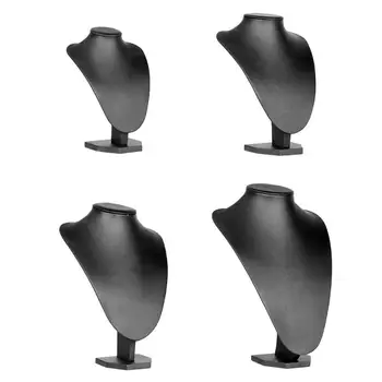 

Black Composite Board Show Case PU Chest Jewelry Display Holder Stand Jewelry Rack For Women Pendant Necklace