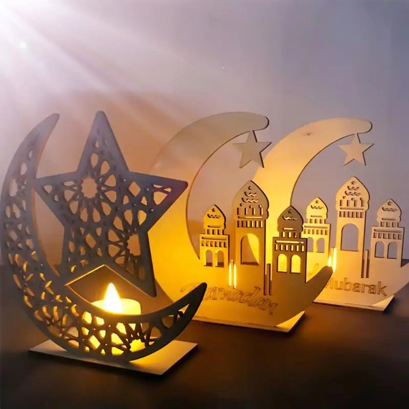 

Ramadan Wooden Eid Mubarak Decoration For Home Moon Islam Mosque Muslim Wooden Plaque Hanging Pendant Festival Party Supplies