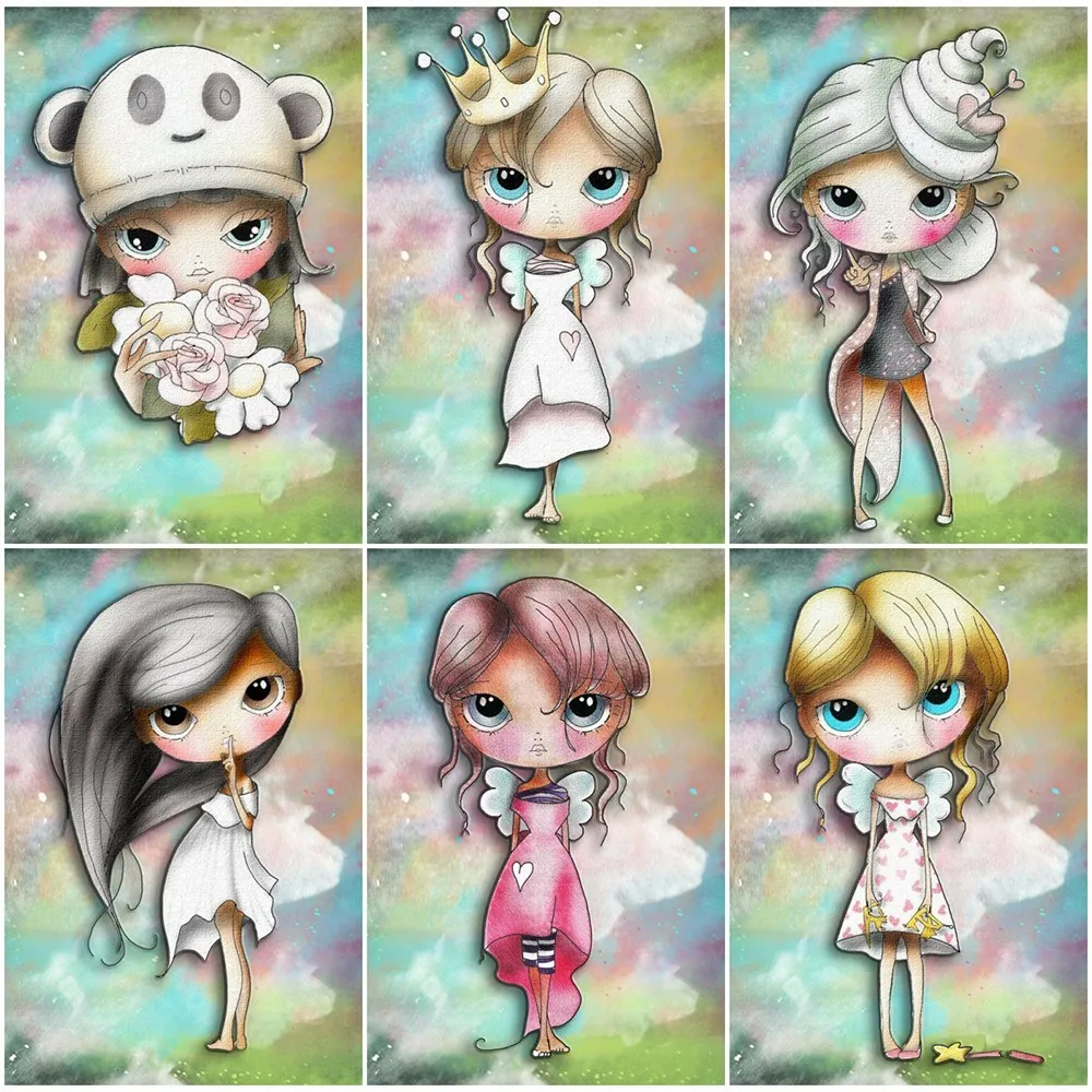 

Evershine 5D Diamond Embroidery Full Display Picture Of Rhinestones Diamond Painting Cartoon Girl Cross Stitch Handicraft Art
